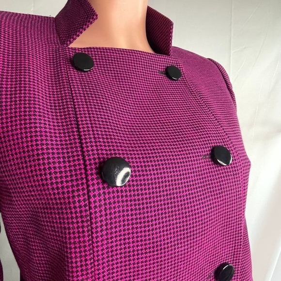 VTG Nina Ricci‎ Boutique Paris Wool Blazer US 6 Magenta Black Double Breasted - Picture 5 of 9